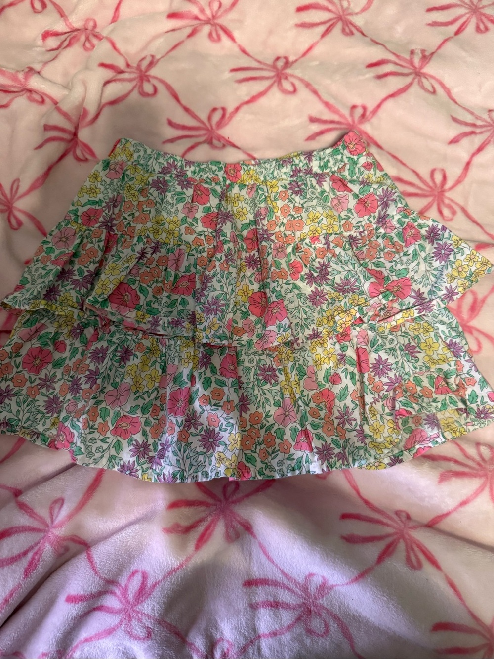 jumping beans Floral Tiered Skirt in Pink, Yellow & Green